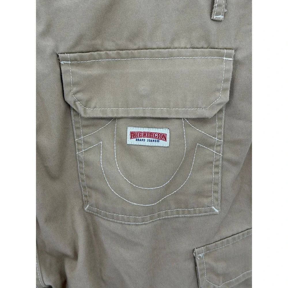 True Religion Pants Mens 33x31‎ Khaki Cargo Twill Chino Pockets Utility Casual